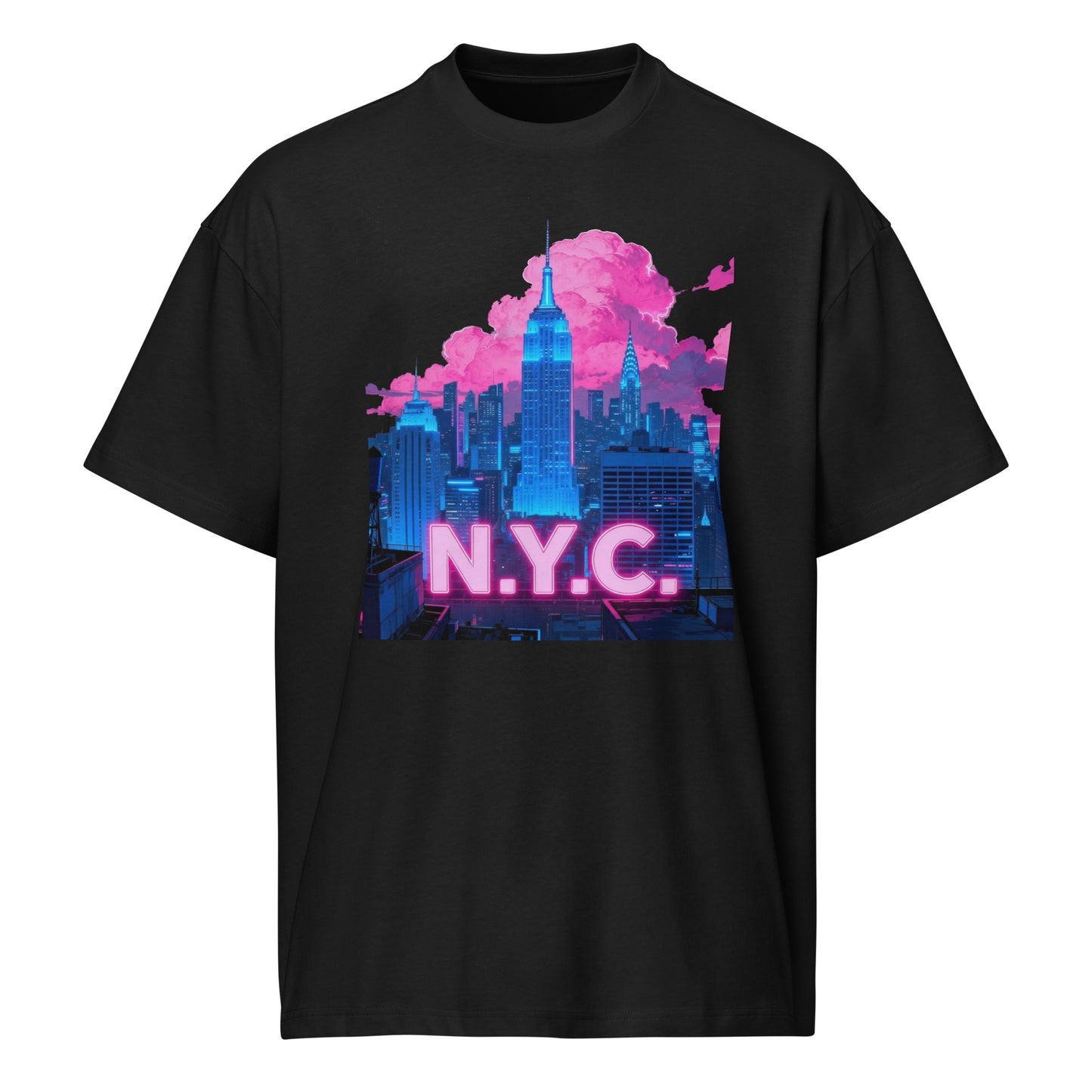 N.Y.C. Neon Skyline Box Tee – Oversized Streetwear Edition