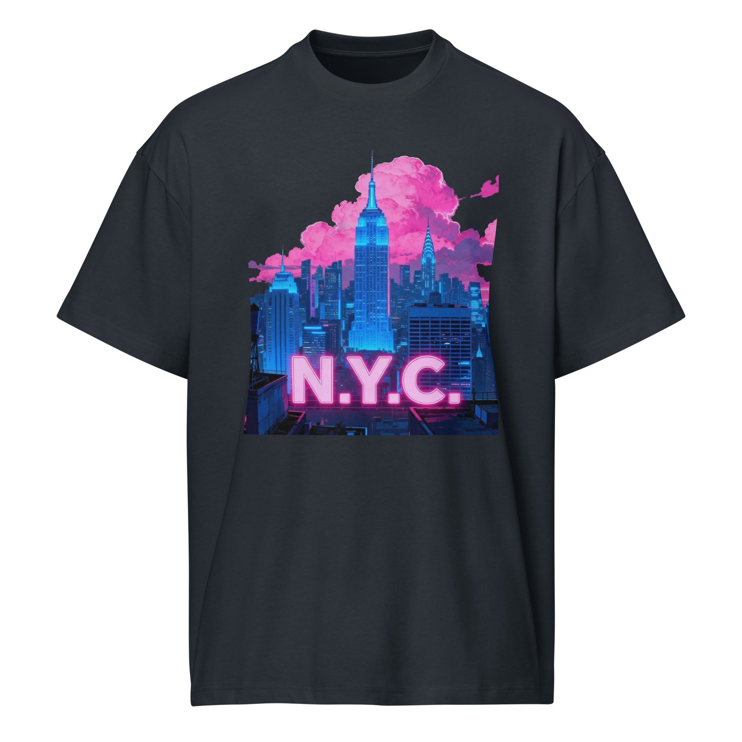 N.Y.C. Neon Skyline Box Tee – Oversized Streetwear Edition