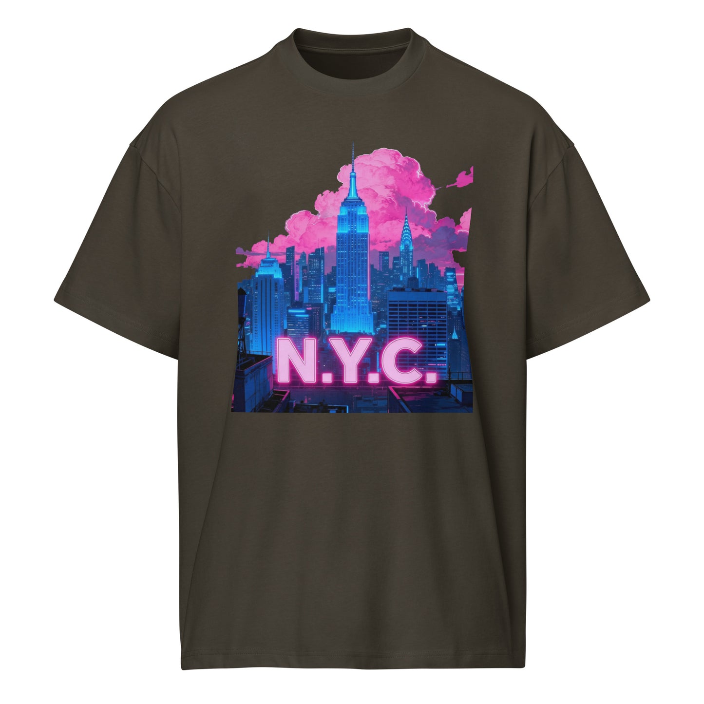 N.Y.C. Neon Skyline Box Tee – Oversized Streetwear Edition