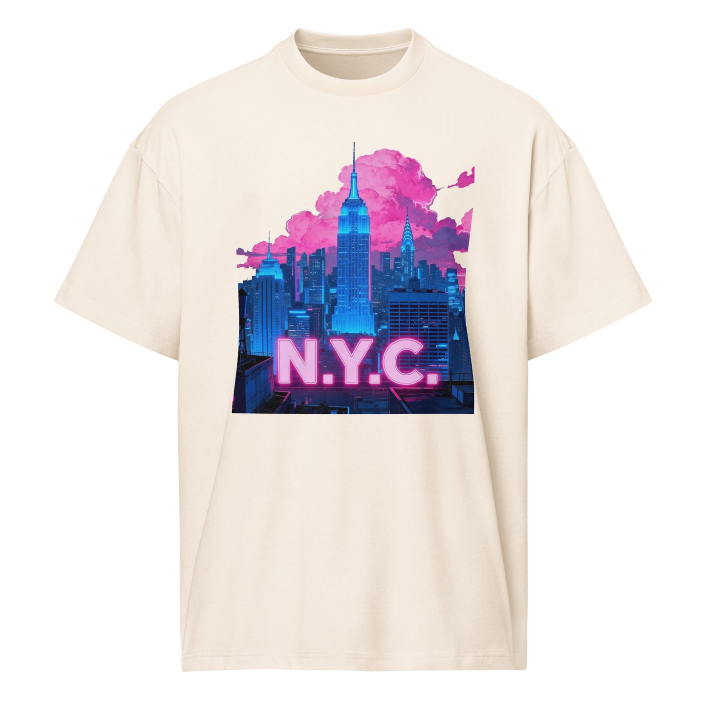 N.Y.C. Neon Skyline Box Tee – Oversized Streetwear Edition