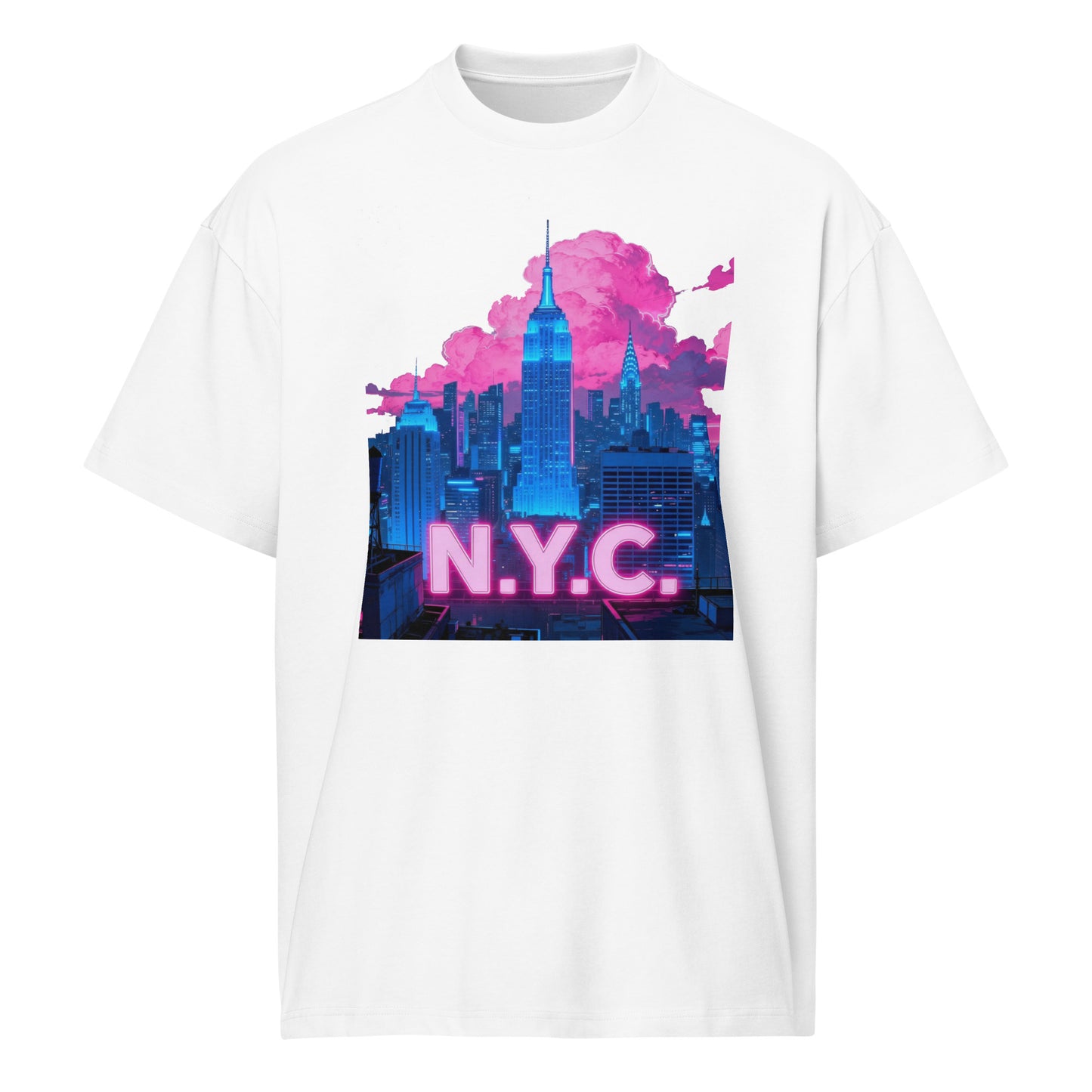 N.Y.C. Neon Skyline Box Tee – Oversized Streetwear Edition