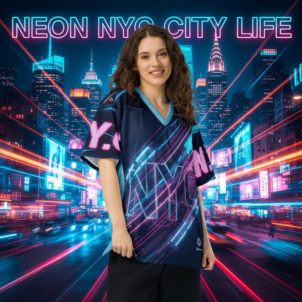 Neon NYC City Life American Football Jersey – Urban Unisex Sportswear